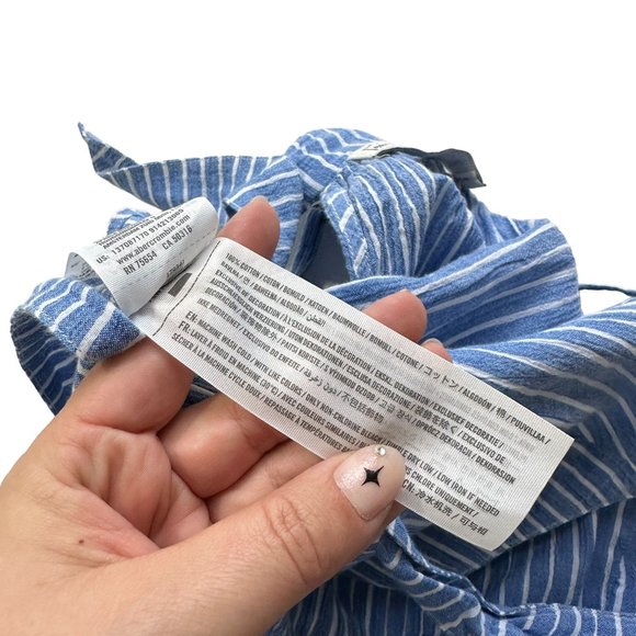 Abercrombie & Fitch SMALL Blue Striped Ruffle Tie Back Boho Tank Top - Picture 6 of 6